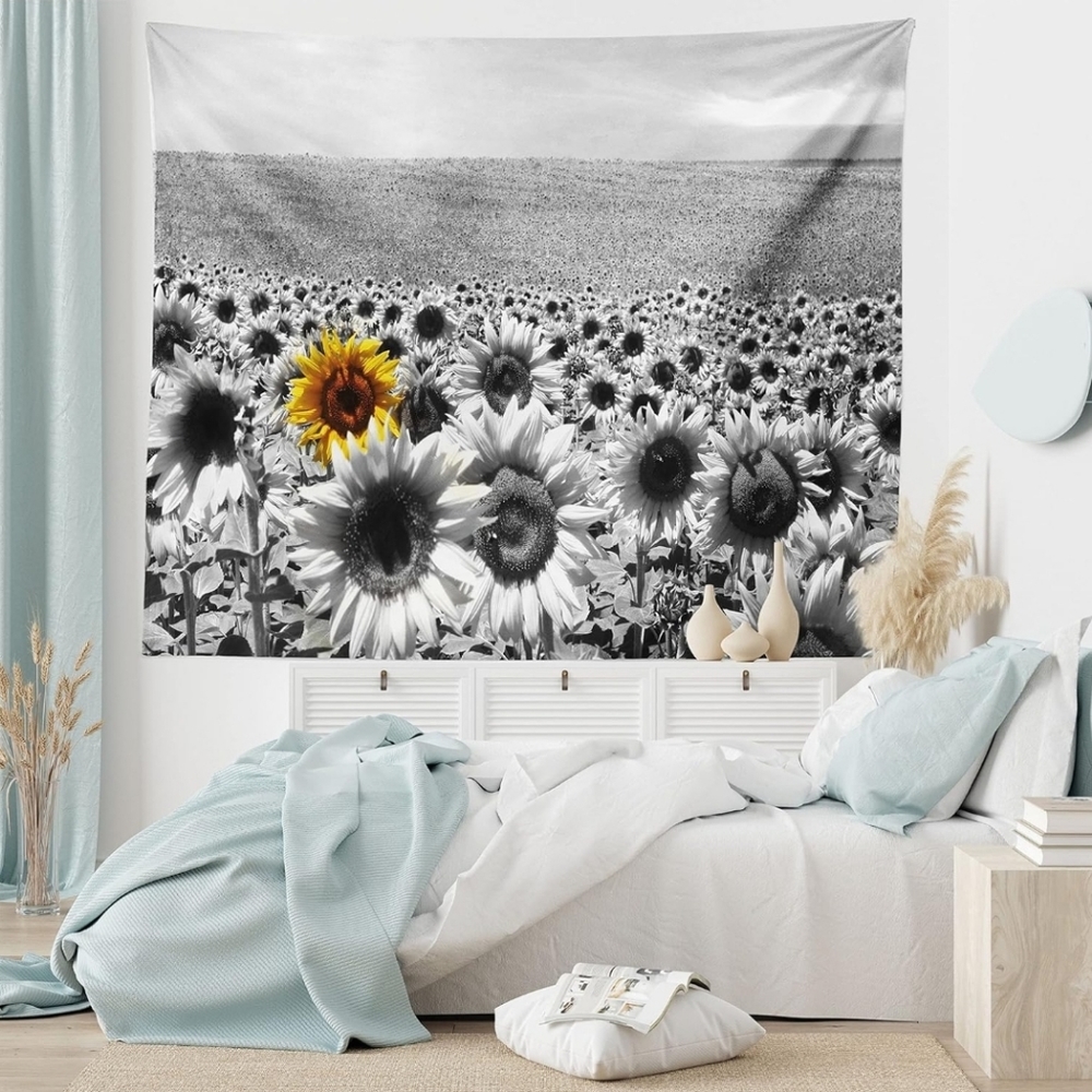 Sunflower Black & White Tapestry